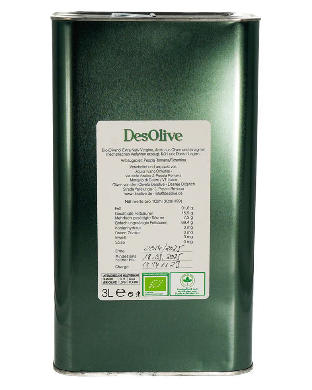 DesOlive Olio extra Vergine Bio Toskana