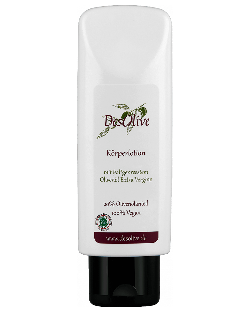 Body lotion with cold-pressed organic olive oil